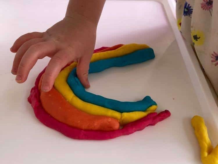 homemade playdough rainbow